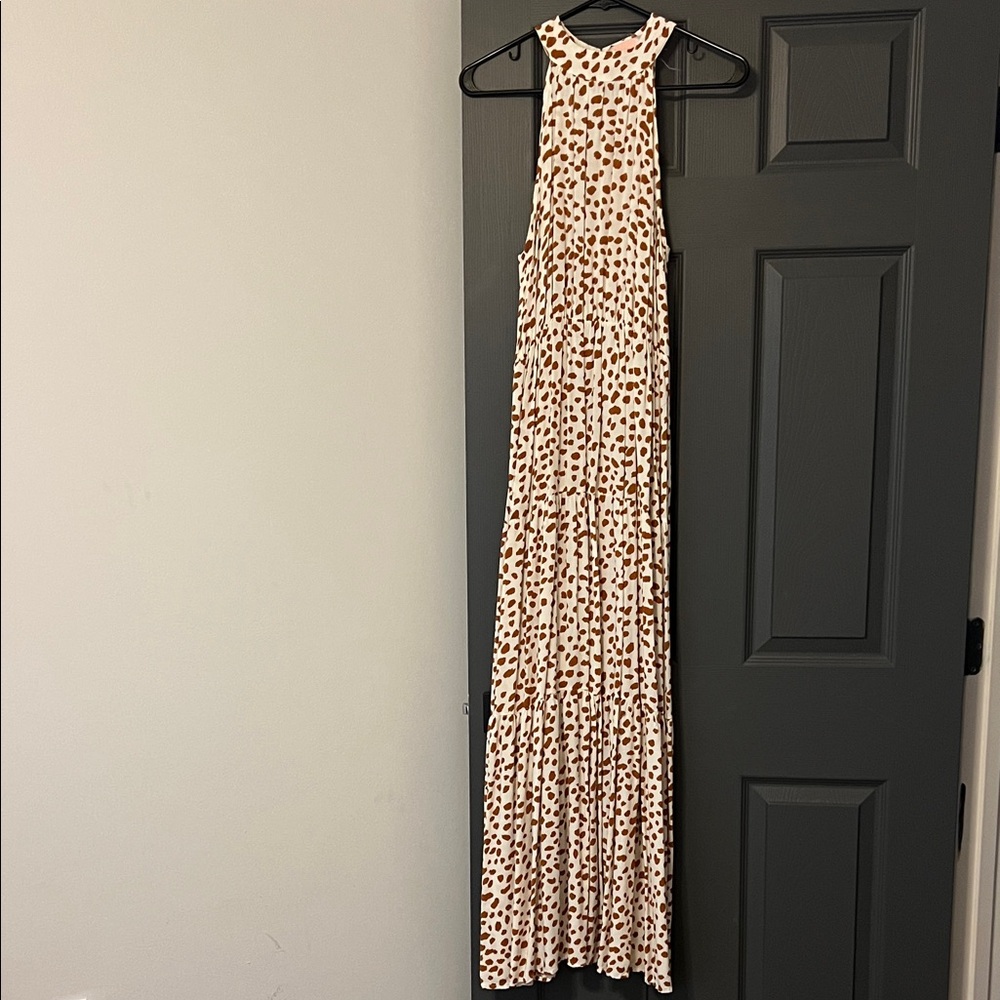 Stylish Brown and White Maxi Dress